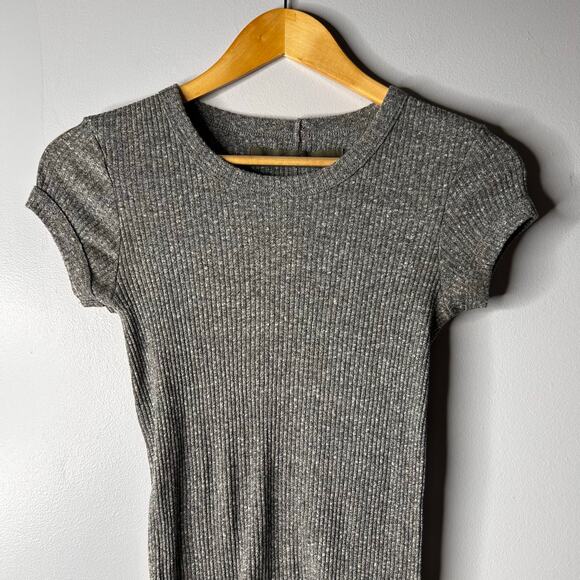 Enza Costa Ribbed Crewneck Tee Shirt Short Sleeve Women's Small Gray Minimalist - Picture 4 of 10